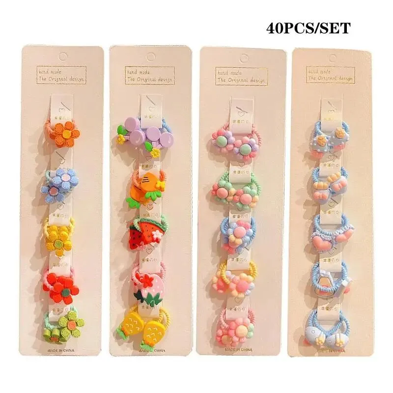 Colorful Cartoon Hairbands Set for Baby Girls - 40 Piece