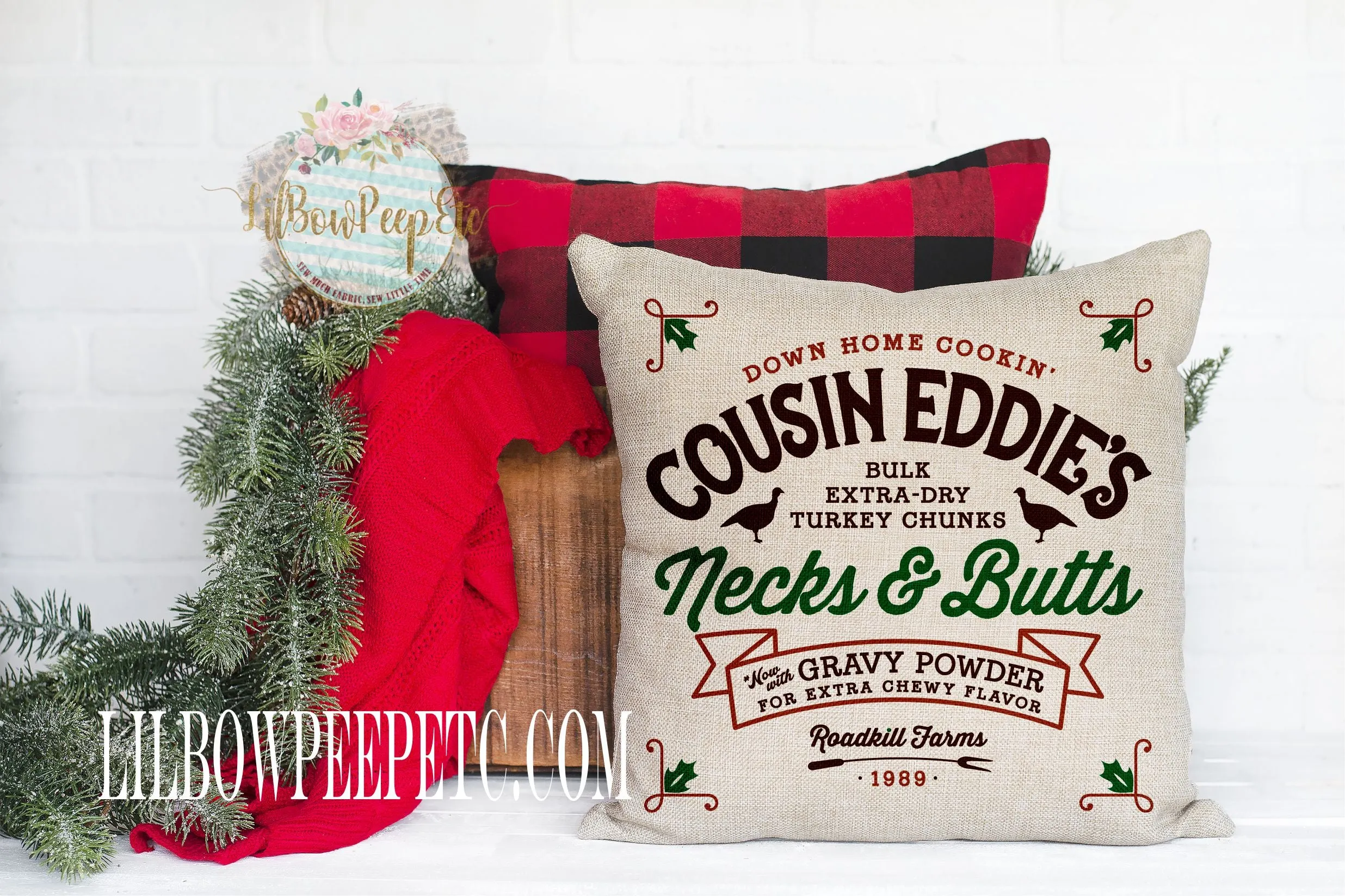 Cousin Eddie's Necks & Butts 18 x 18 Linen Pillow Cover