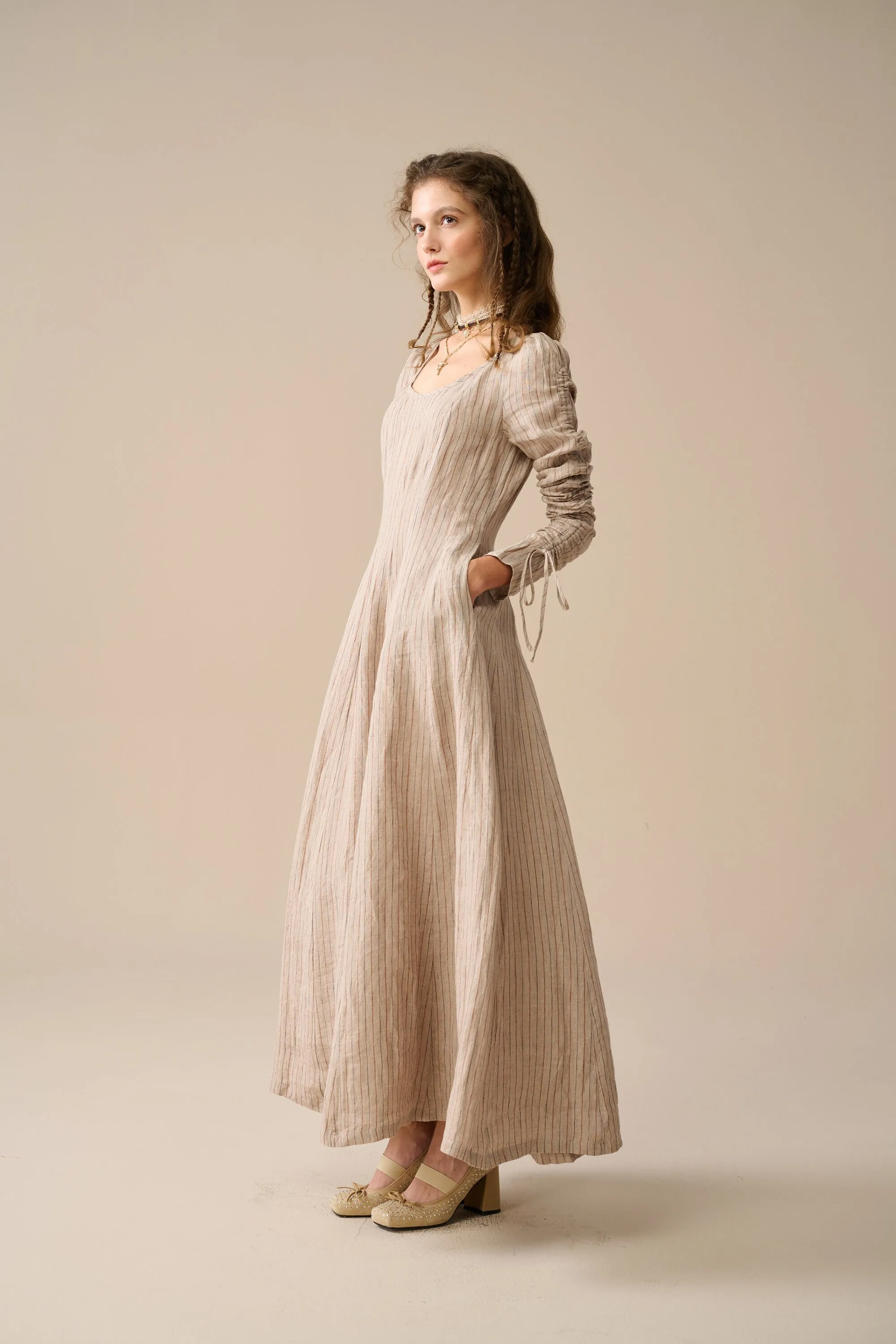 Crystal 17 | vicotian maxi linen dress