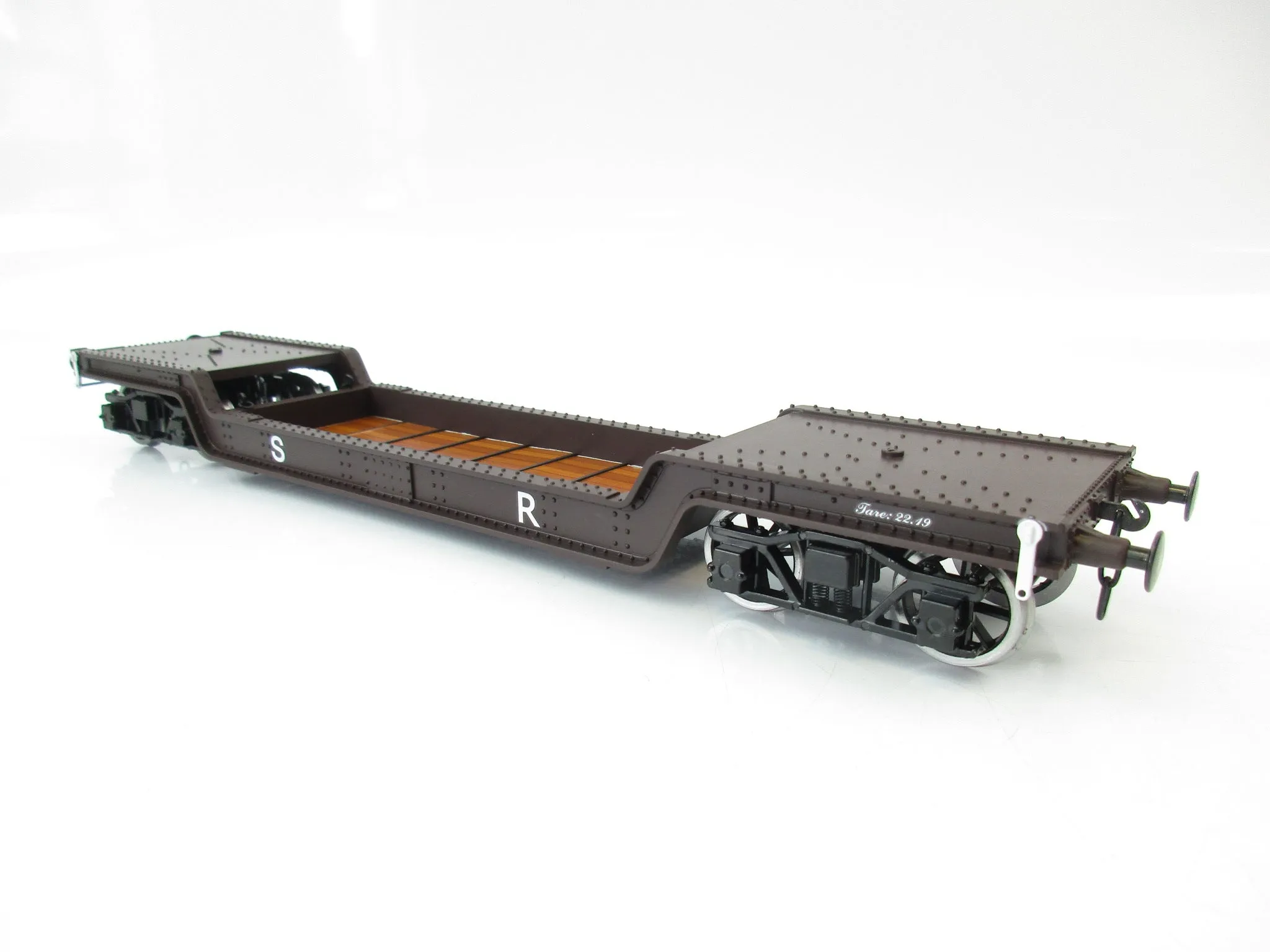 Darstaed D32-12 7mm Finescale O Gauge 45 Ton Bogie Well Wagon SR Brown