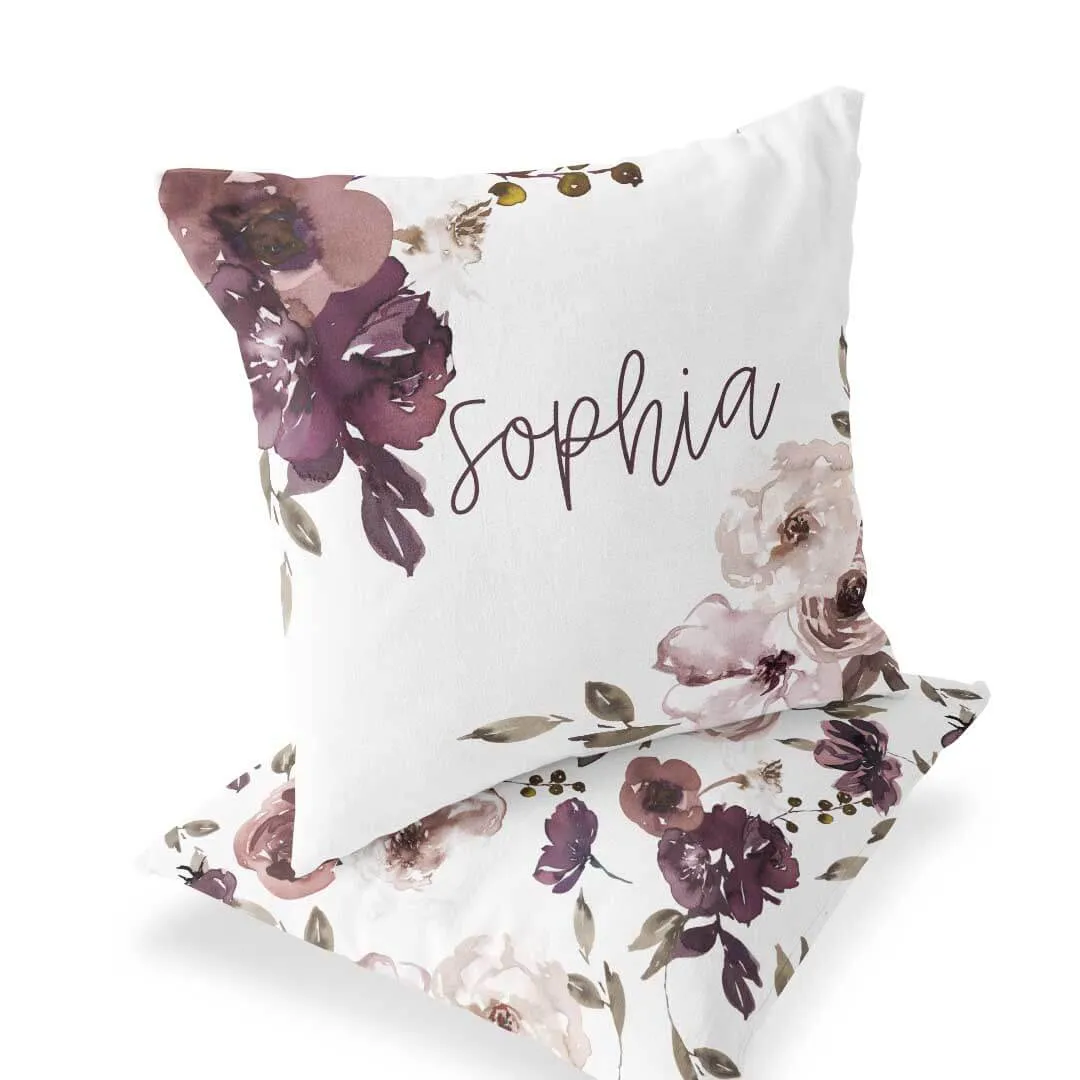 Demi's Dusty Purple Floral Personalized Pillow