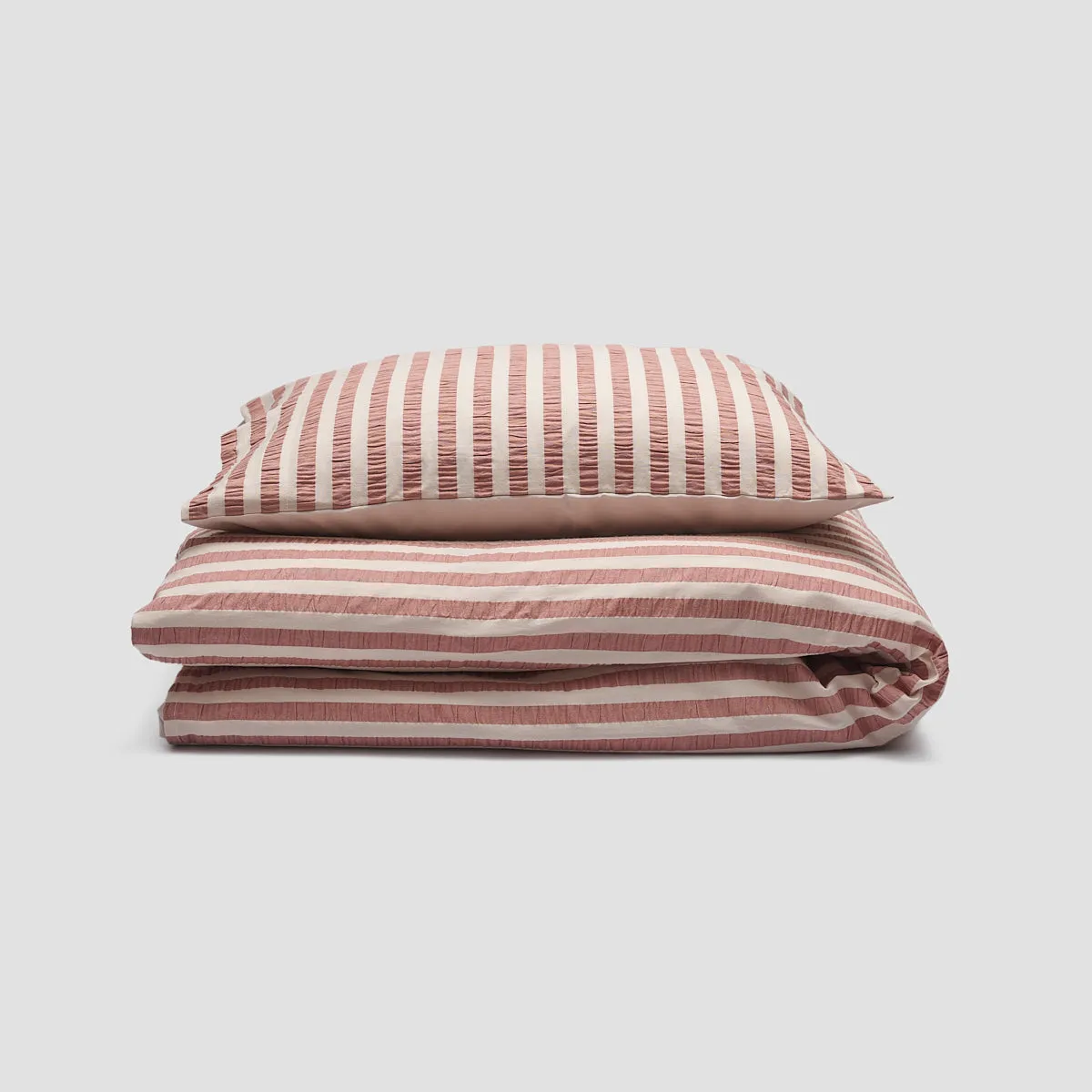 Desert Sand Seersucker Kids Stripe Cotton Bedding Set