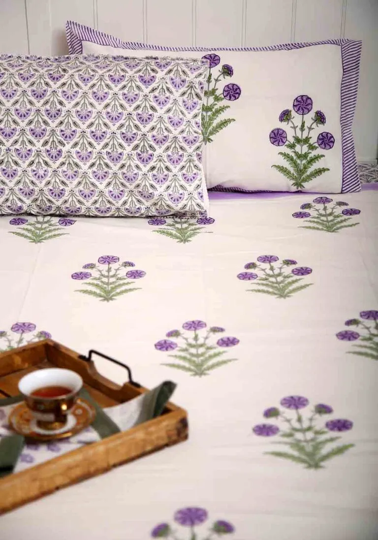 Diana Bud Premium Cotton Hand Block Print Bedsheet