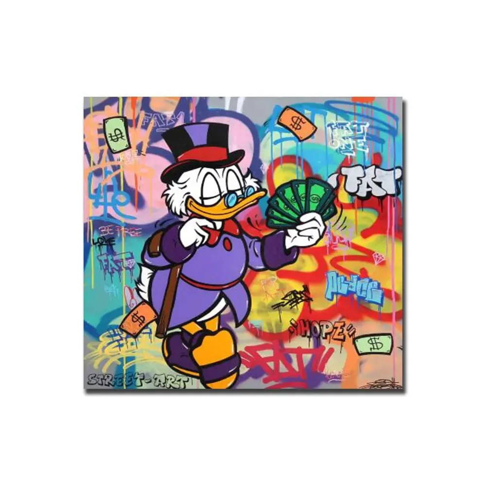 Disney Graffiti Cartoon Donald Duck Canvas Painting Prints Colourful Street Art