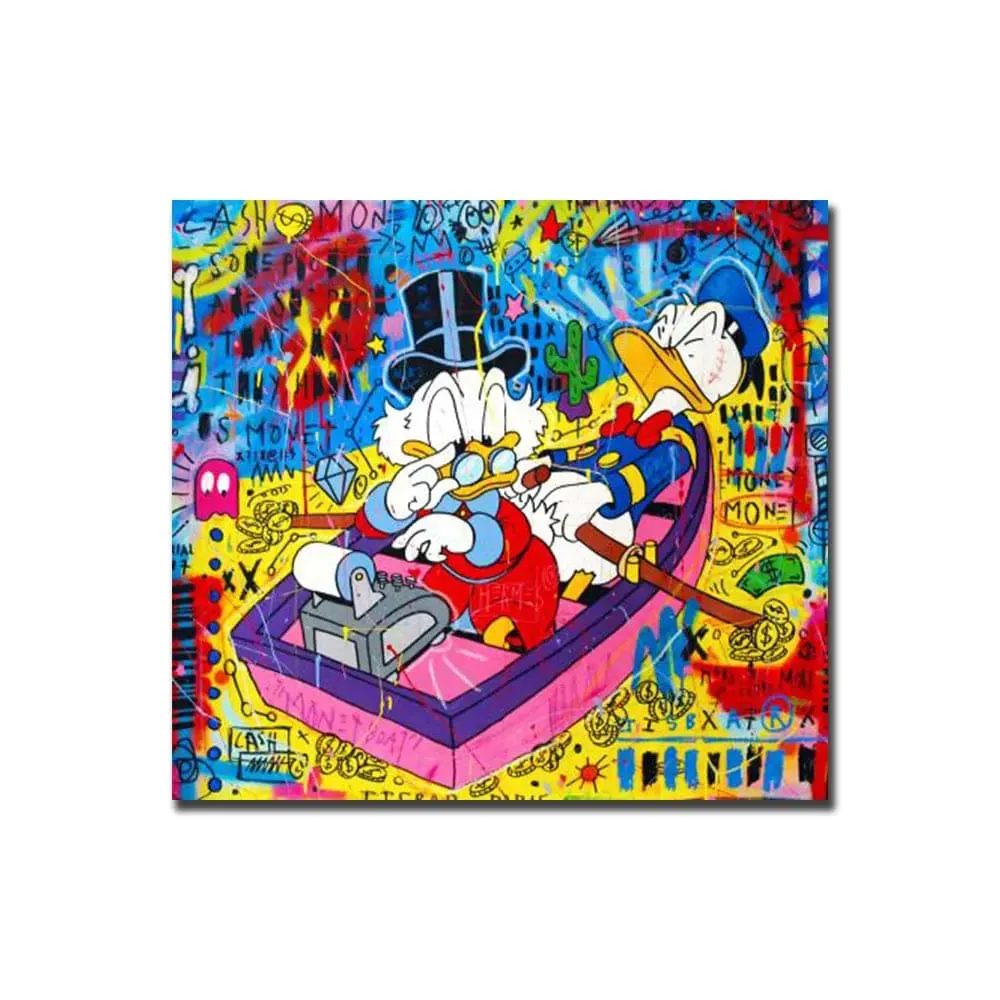 Disney Graffiti Cartoon Donald Duck Canvas Painting Prints Colourful Street Art