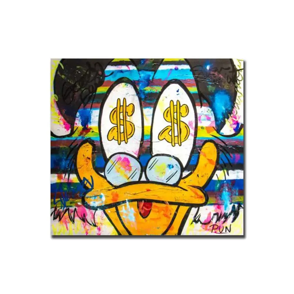 Disney Graffiti Cartoon Donald Duck Canvas Painting Prints Colourful Street Art