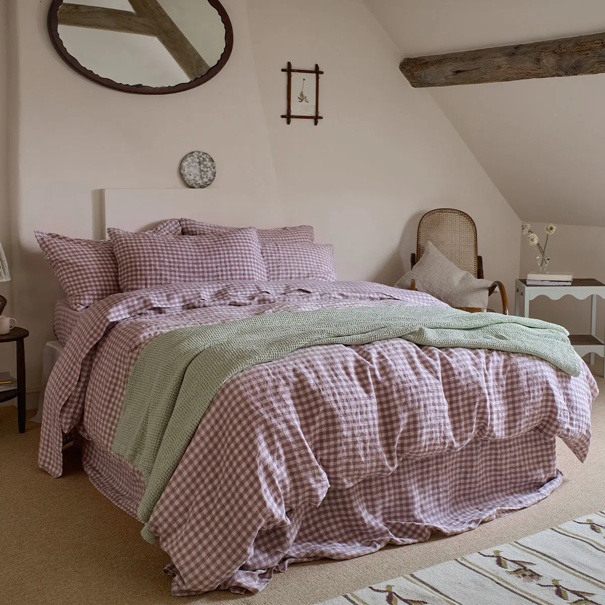 Elderberry Gingham 100% Linen Duvet Cover