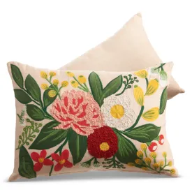 Embroidered Floral Accent Pillow