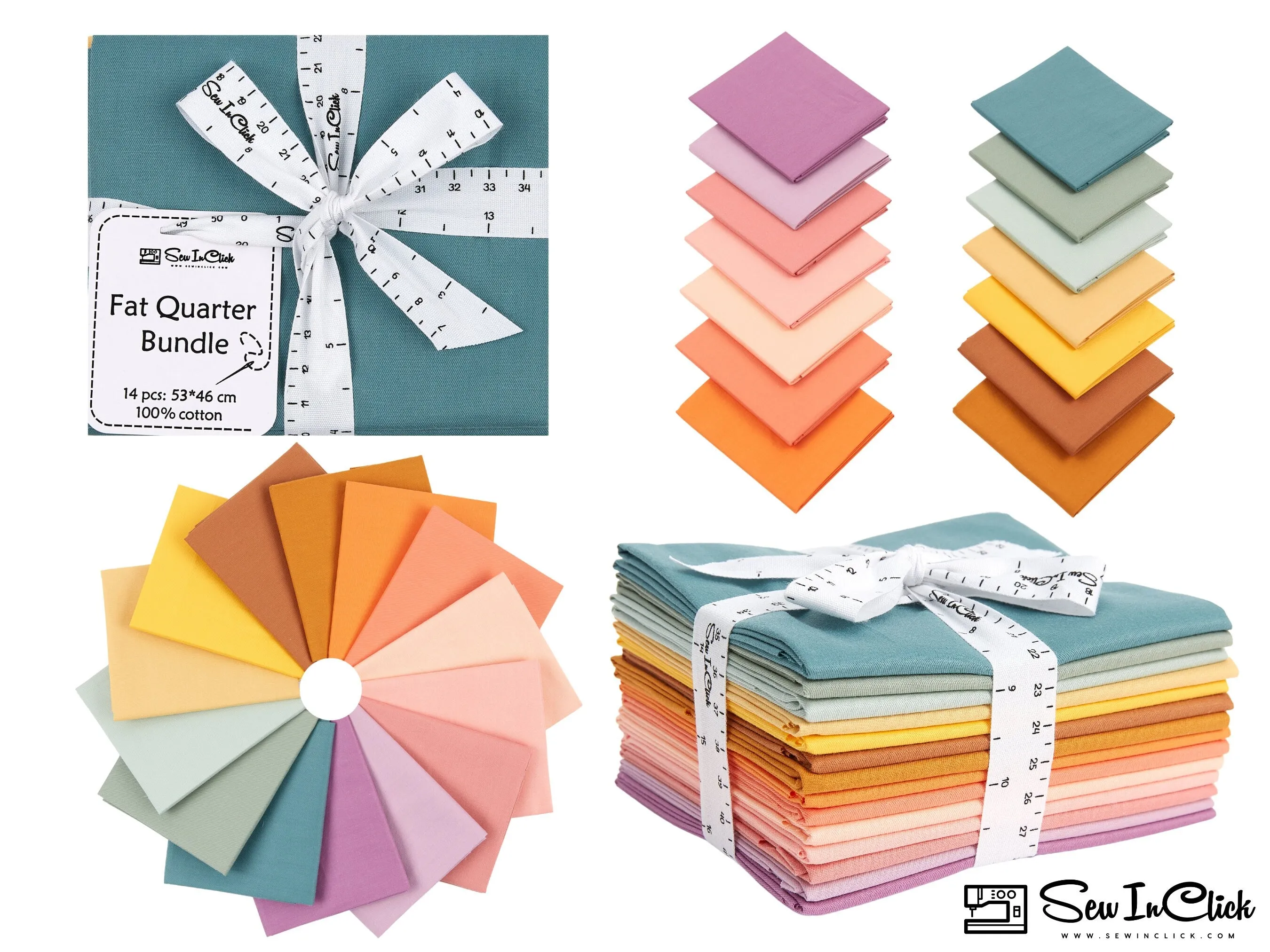 Fat Quarter Bundle -100% Cotton | Pure Solids | Yoga Vibes l Mix - 14 Colors | Quilting & Crafting Soft Fabric  |Special Gift Set