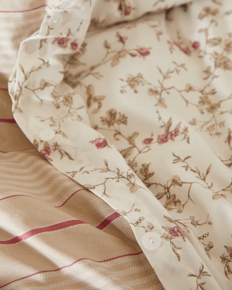 Foxford Antique Floral and Herringbone Duvet Set