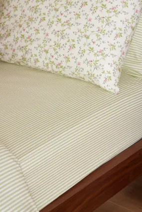 Foxford Green Ticking Fitted Sheet