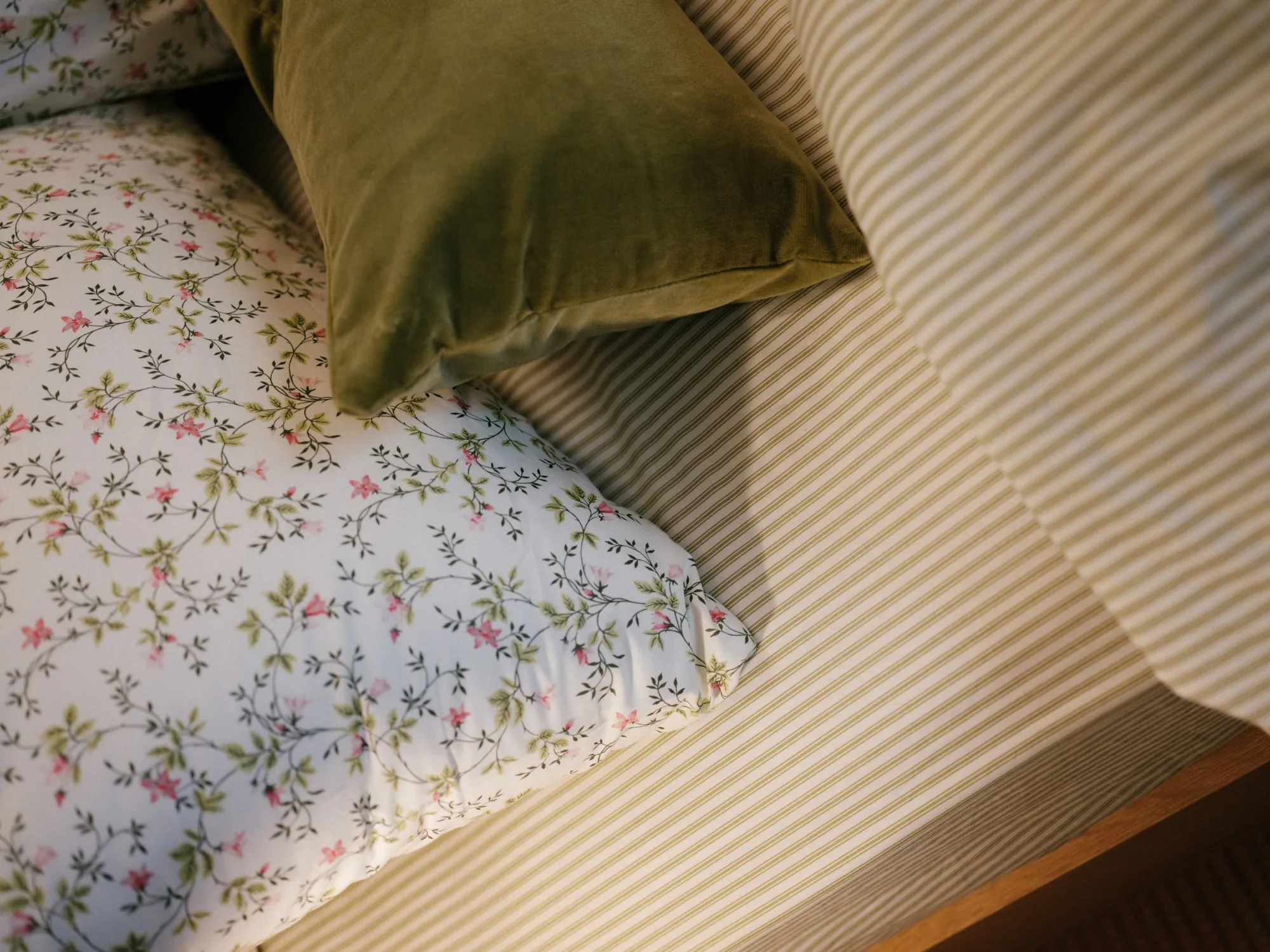 Foxford Green Ticking Fitted Sheet