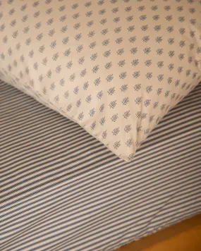 Foxford Navy Ticking Fitted Sheet