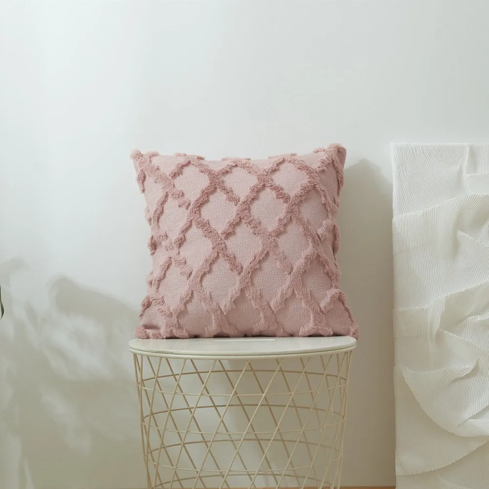 Geometric Decorative Plush Cushion Cover