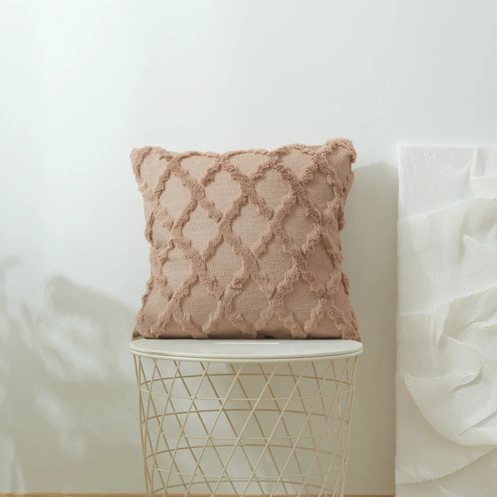 Geometric Decorative Plush Cushion Cover