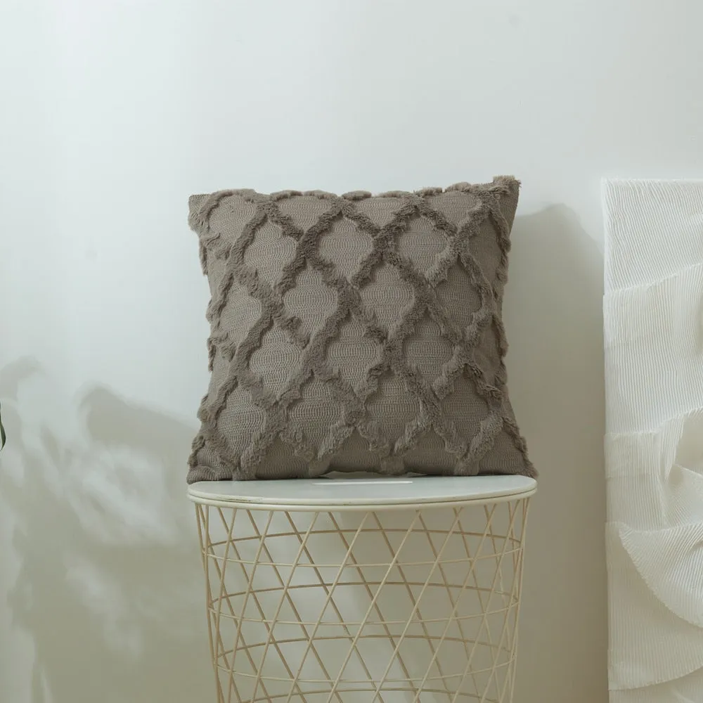 Geometric Decorative Plush Cushion Cover