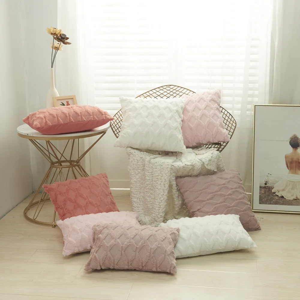 Geometric Decorative Plush Cushion Cover