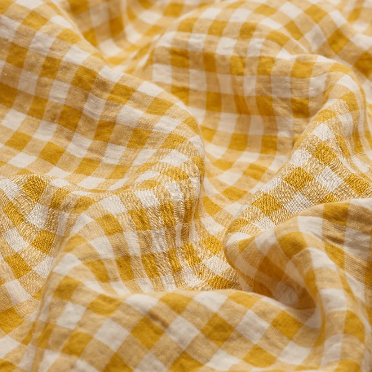 Honey Gingham 100% Linen Fitted Sheet