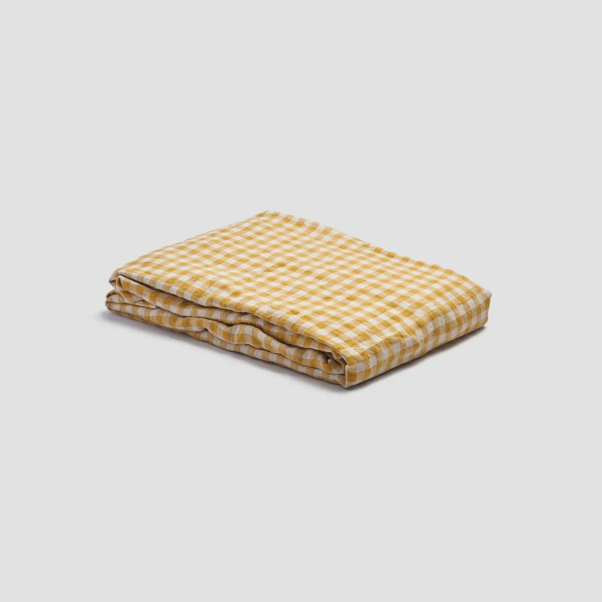 Honey Gingham 100% Linen Fitted Sheet