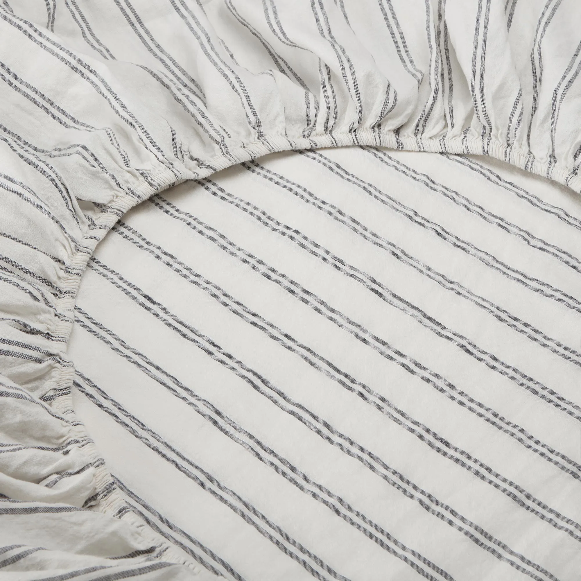 Ivory Kemptown Stripe Linen Blend Fitted Sheet