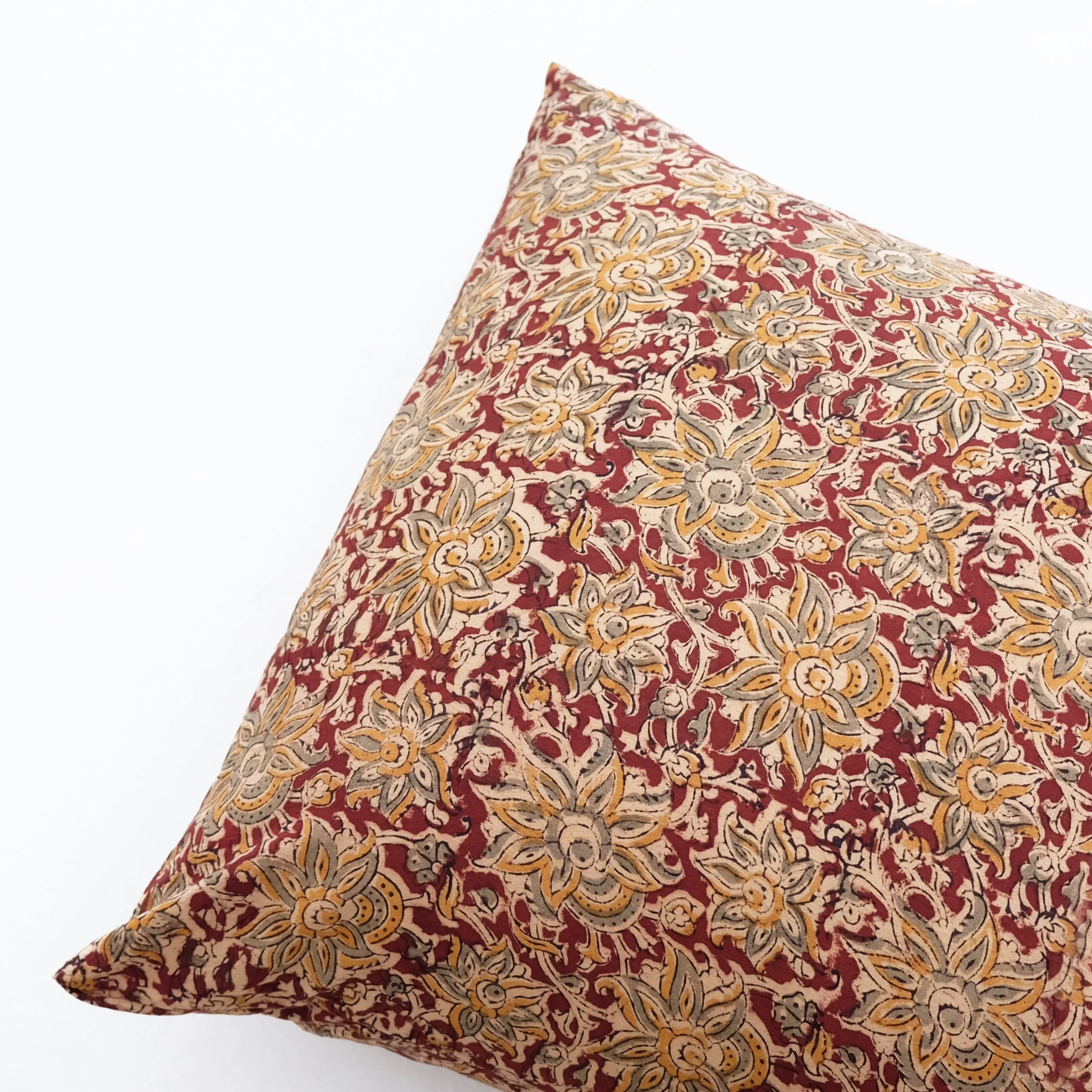 Kalamkari Pillowcase - Scarlet   Olive Floral