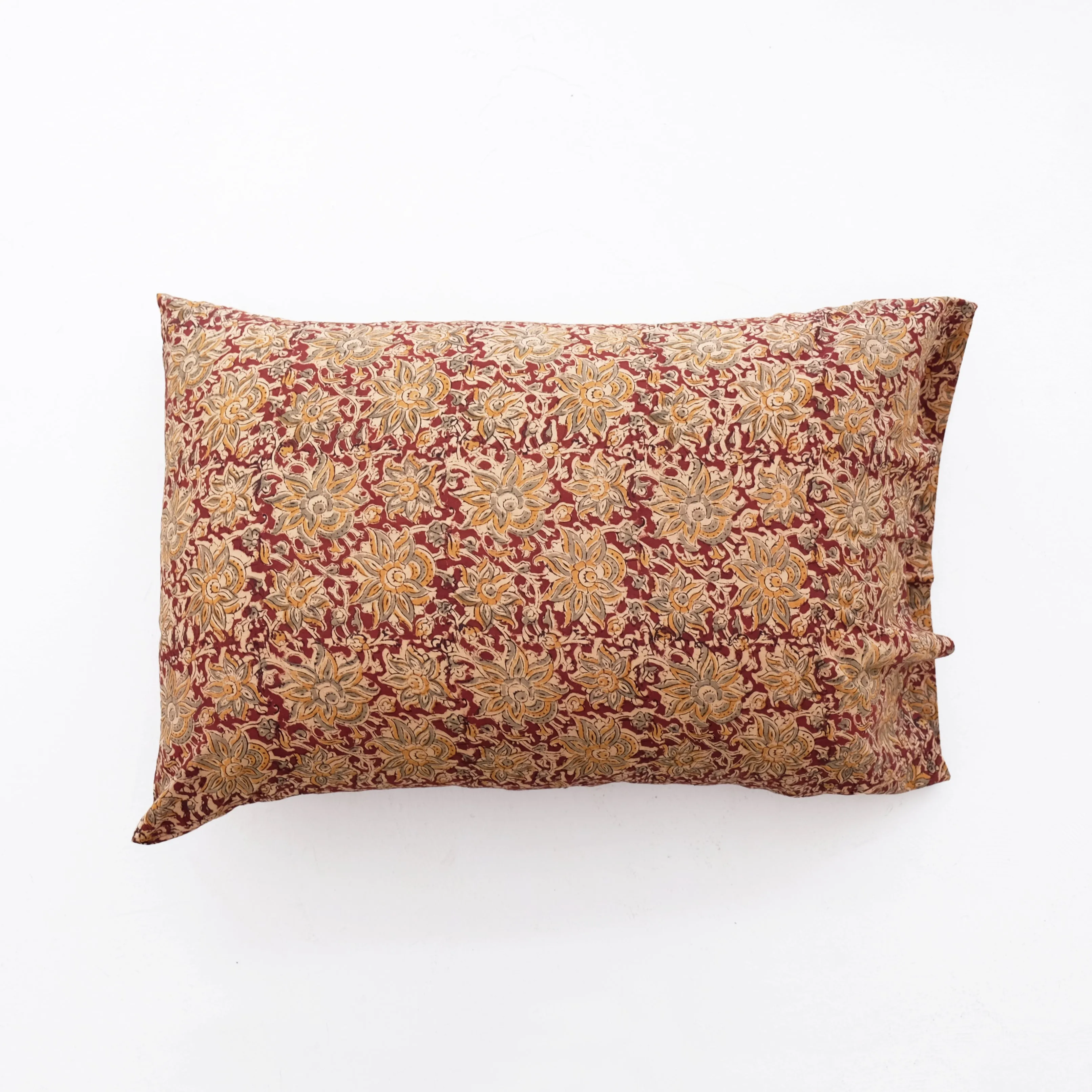 Kalamkari Pillowcase - Scarlet   Olive Floral