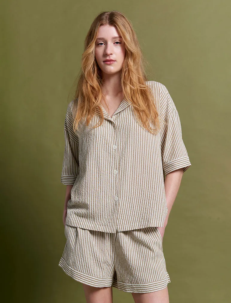 Karen Walker Seersucker Stripe Boxer PJ Set