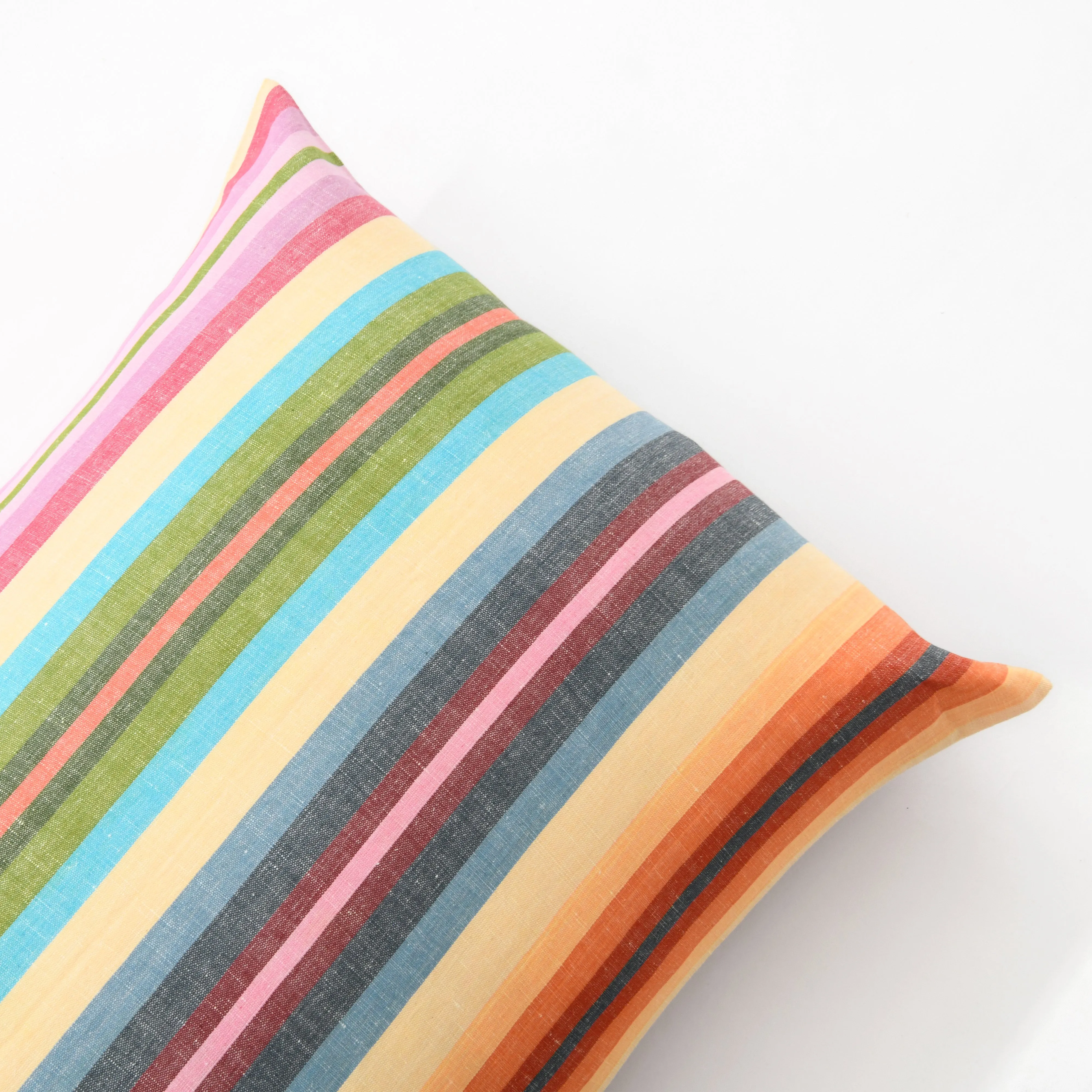 Linen   Cotton Mini Rainbow Stripe Pillowcase