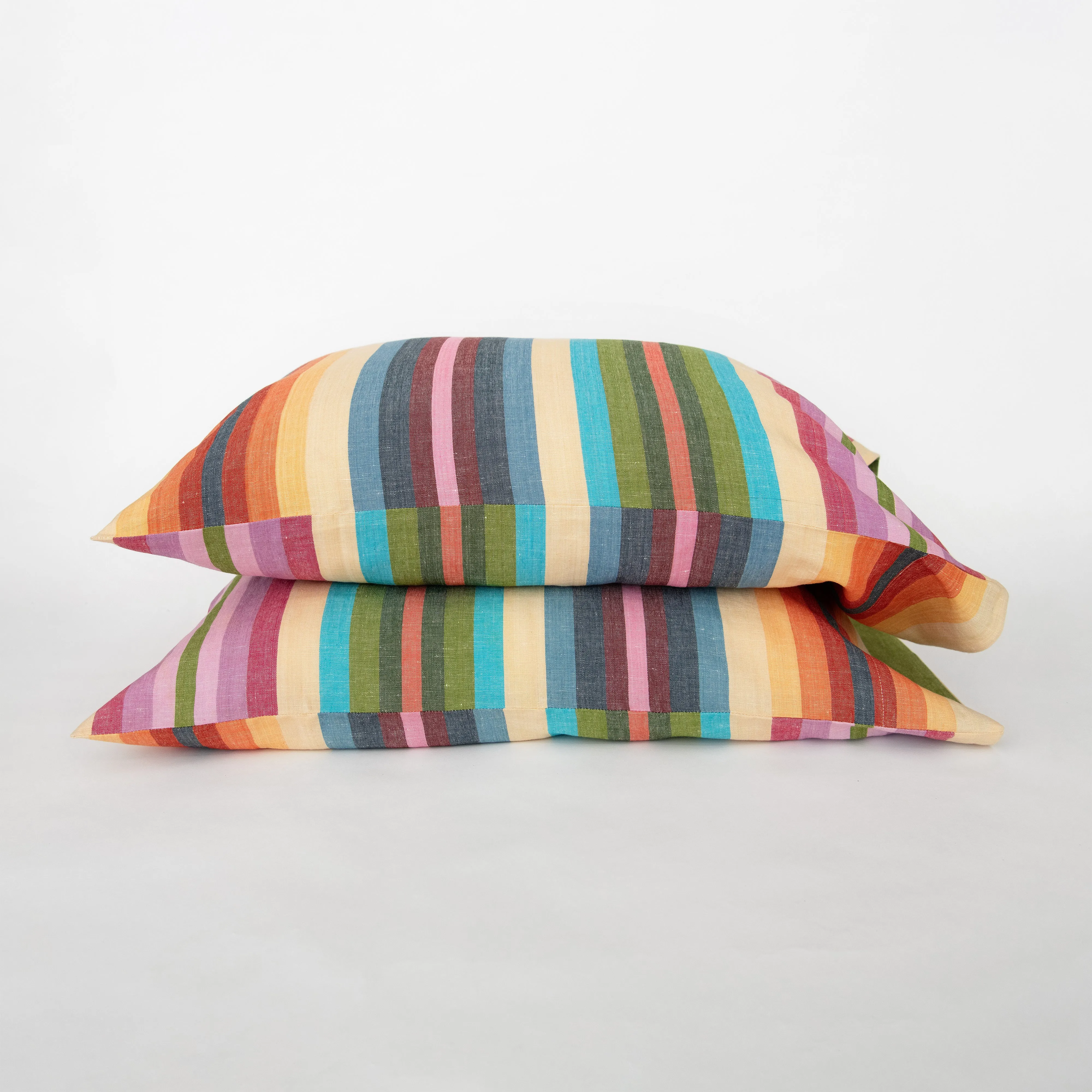 Linen   Cotton Rainbow Stripe Pillowcase