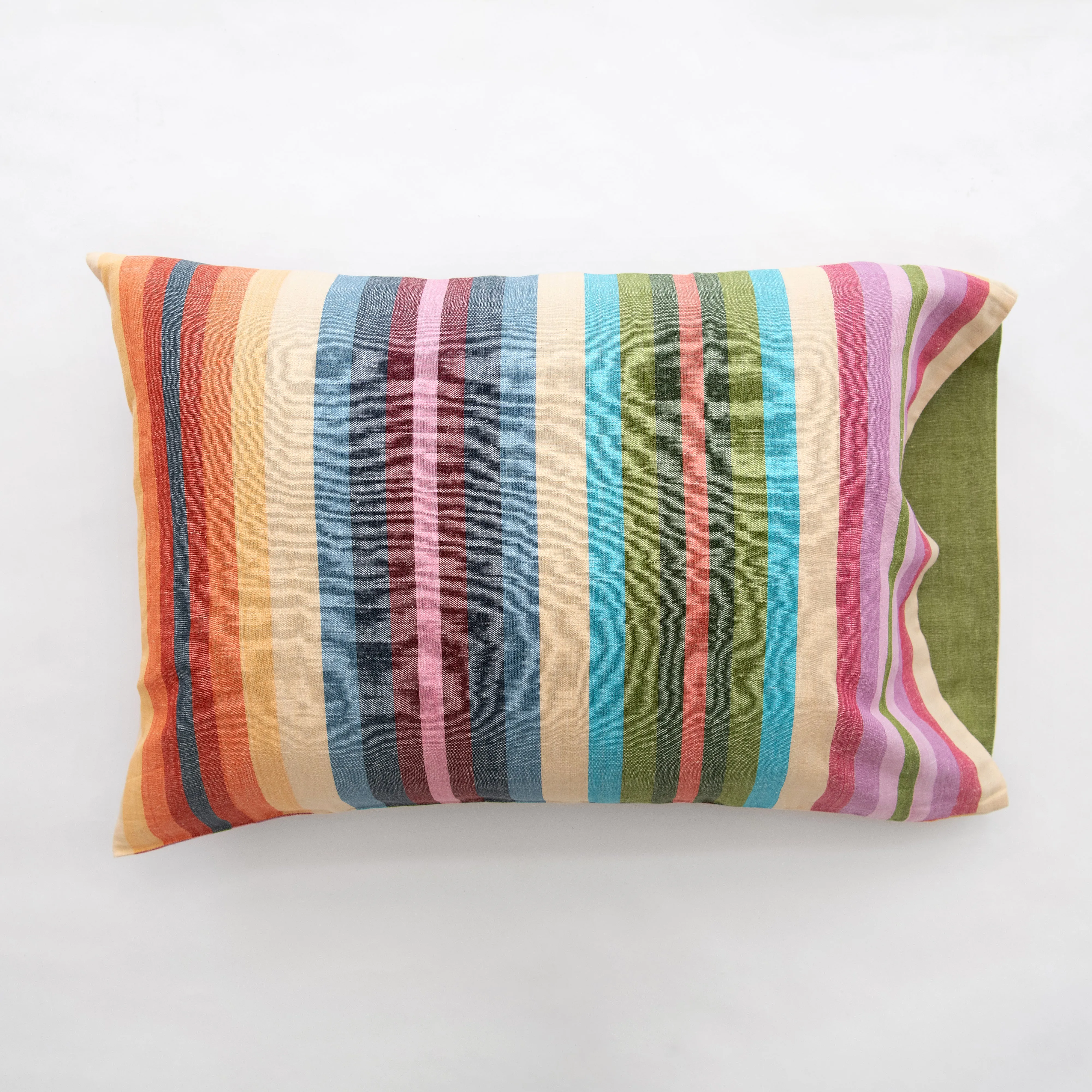 Linen   Cotton Rainbow Stripe Pillowcase