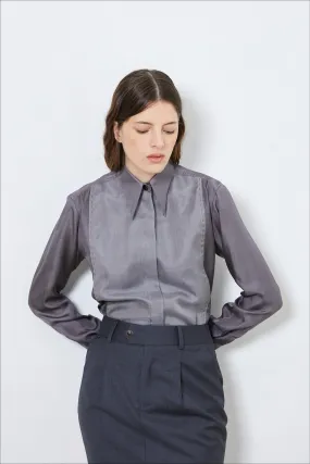 LOCK grey - silk shirt