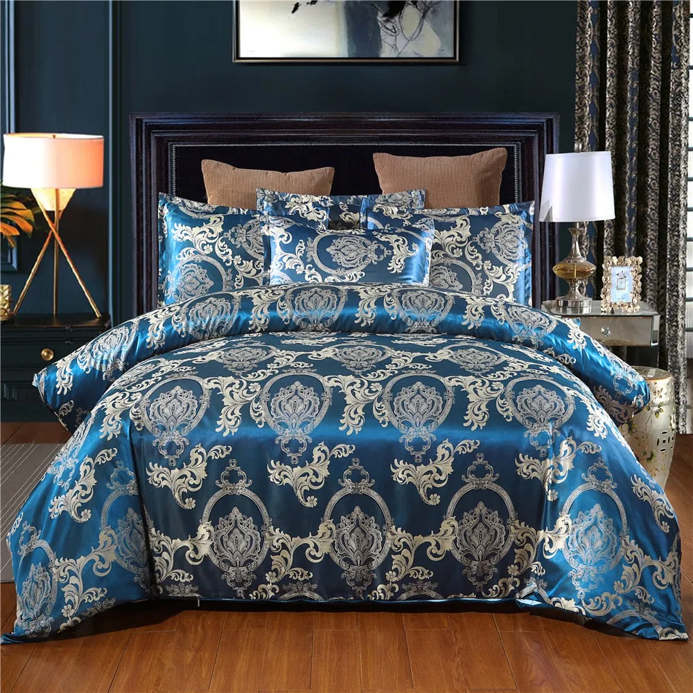 Luxury Bedding Satin Jacquard 3pcs Duvet Cover Set