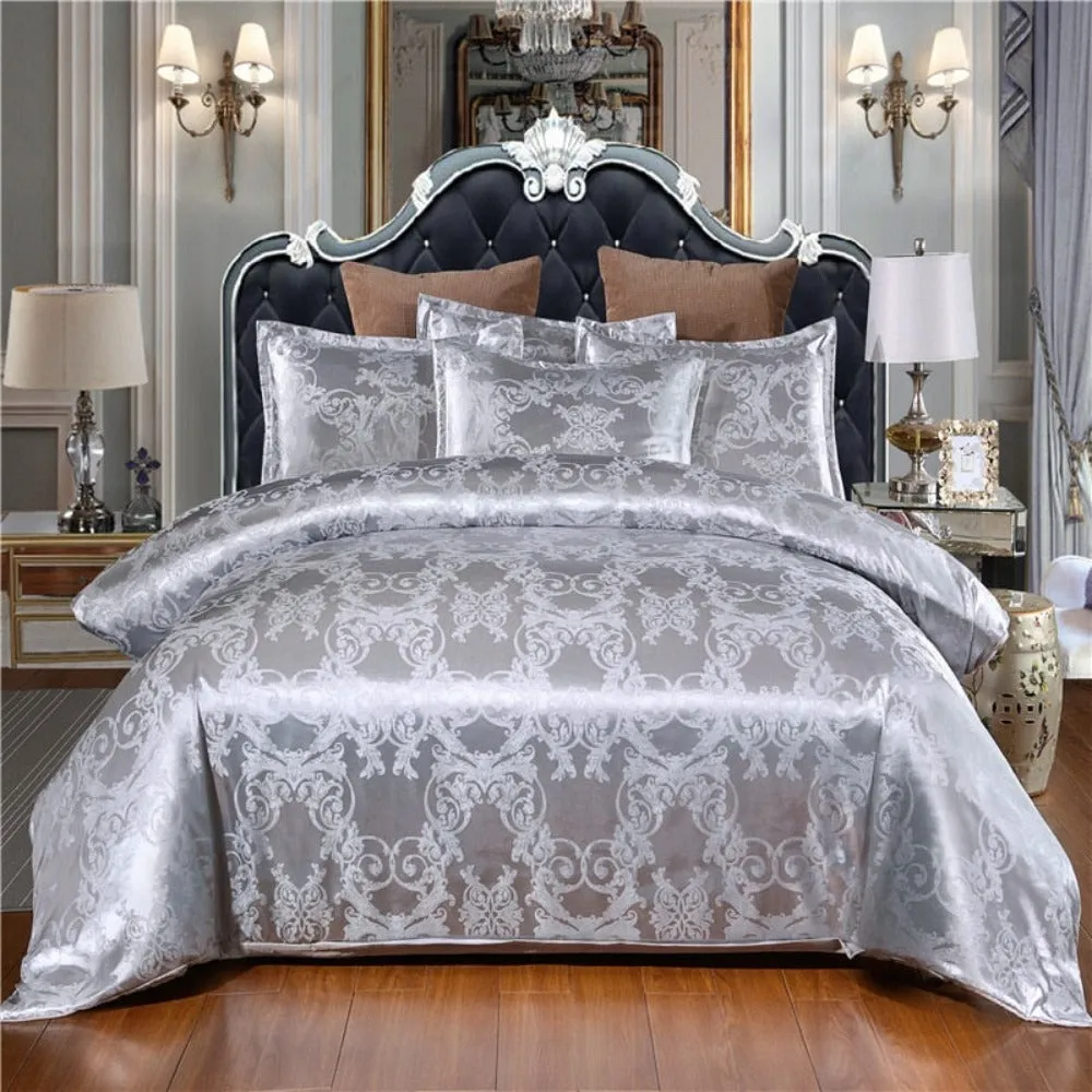 Luxury Bedding Satin Jacquard 3pcs Duvet Cover Set