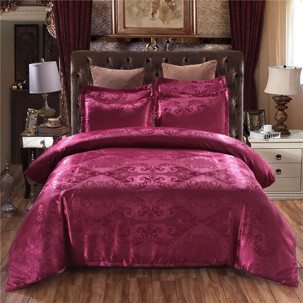 Luxury Bedding Satin Jacquard 3pcs Duvet Cover Set