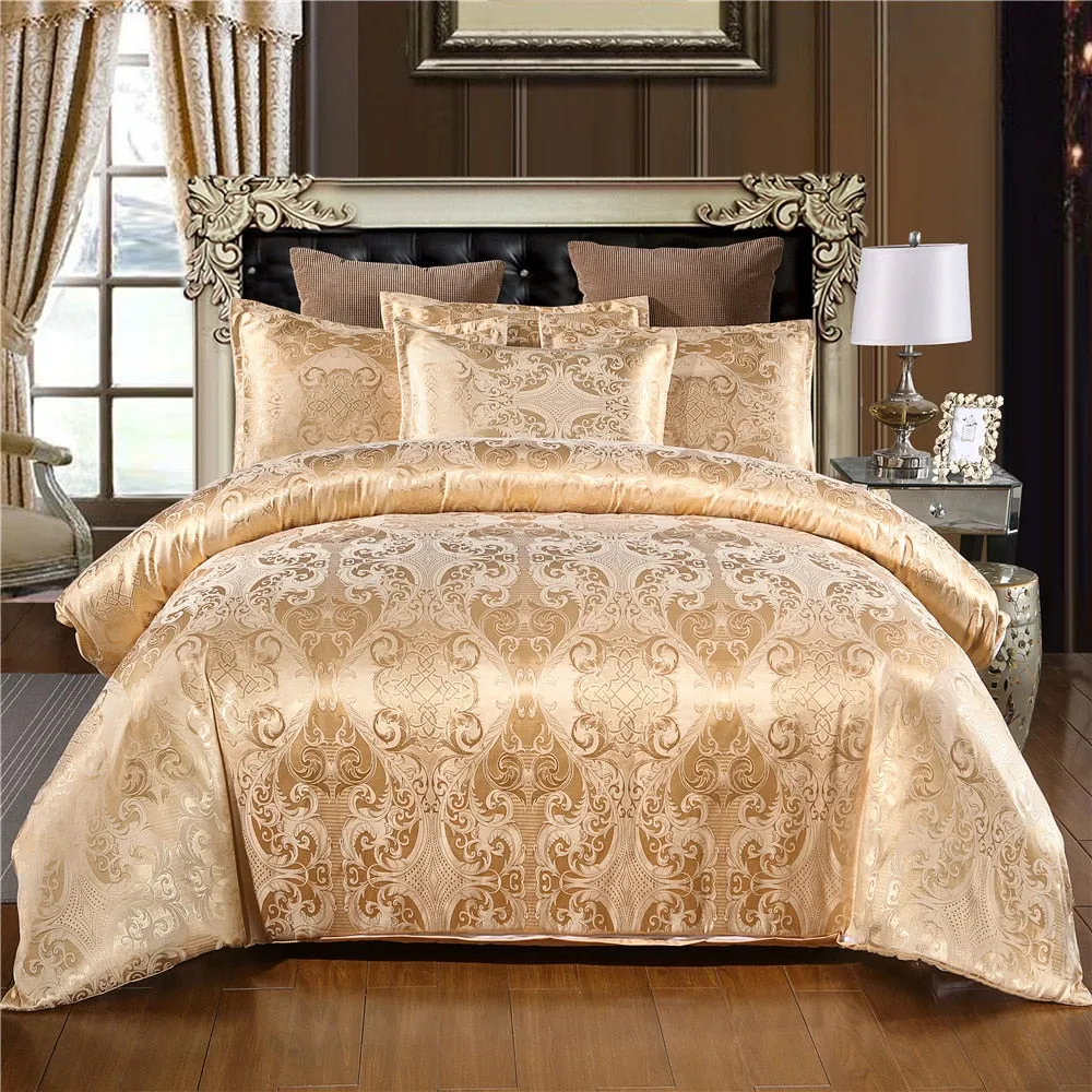 Luxury Bedding Satin Jacquard 3pcs Duvet Cover Set