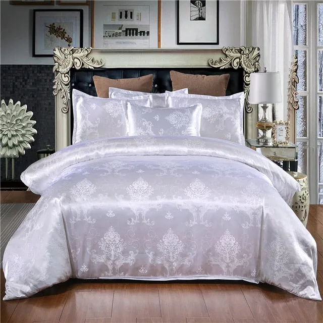 Luxury Bedding Satin Jacquard 3pcs Duvet Cover Set