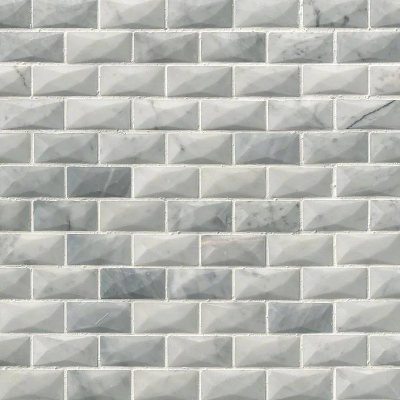 Marble Tile Collection Carrara White 1"x2" 3D