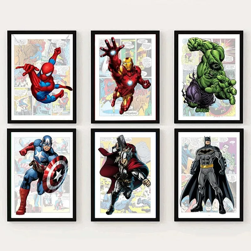 Marvel and DC Inspired Comic Book Artworks Canvas Prints Wall Art Home Decor