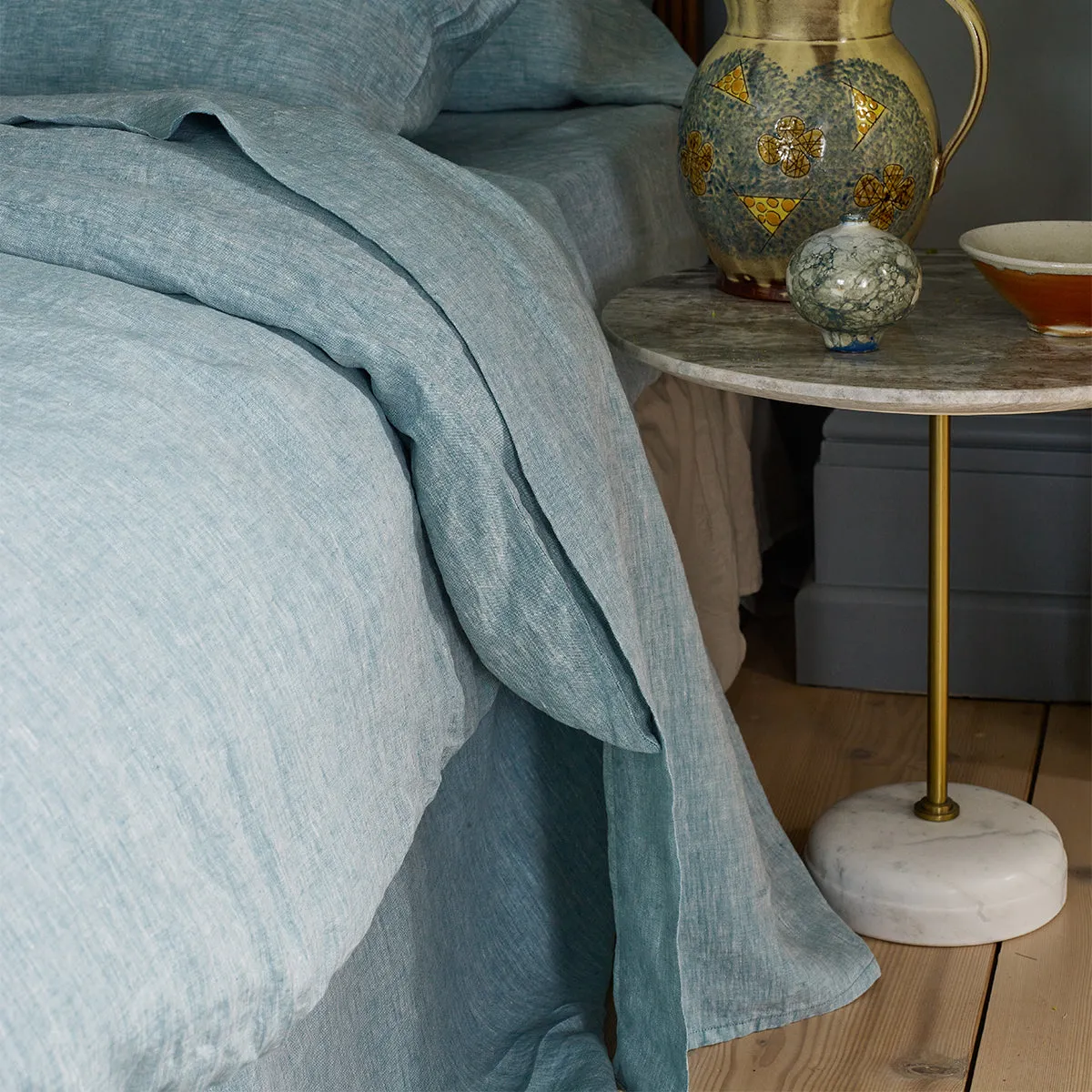 Mist Chambray Linen Blend Flat Sheet