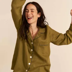 Moss Linen Pyjama Shirt