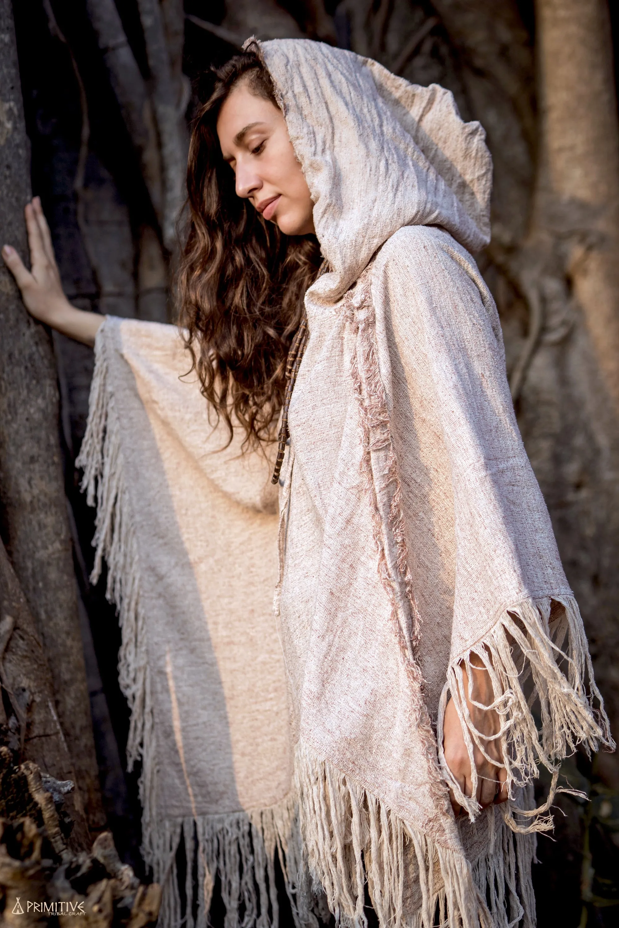 MOUNTAIN BIRD Poncho ⋙ Frayed Wild Raw Silk Poncho ⋘ Medicine Clothing