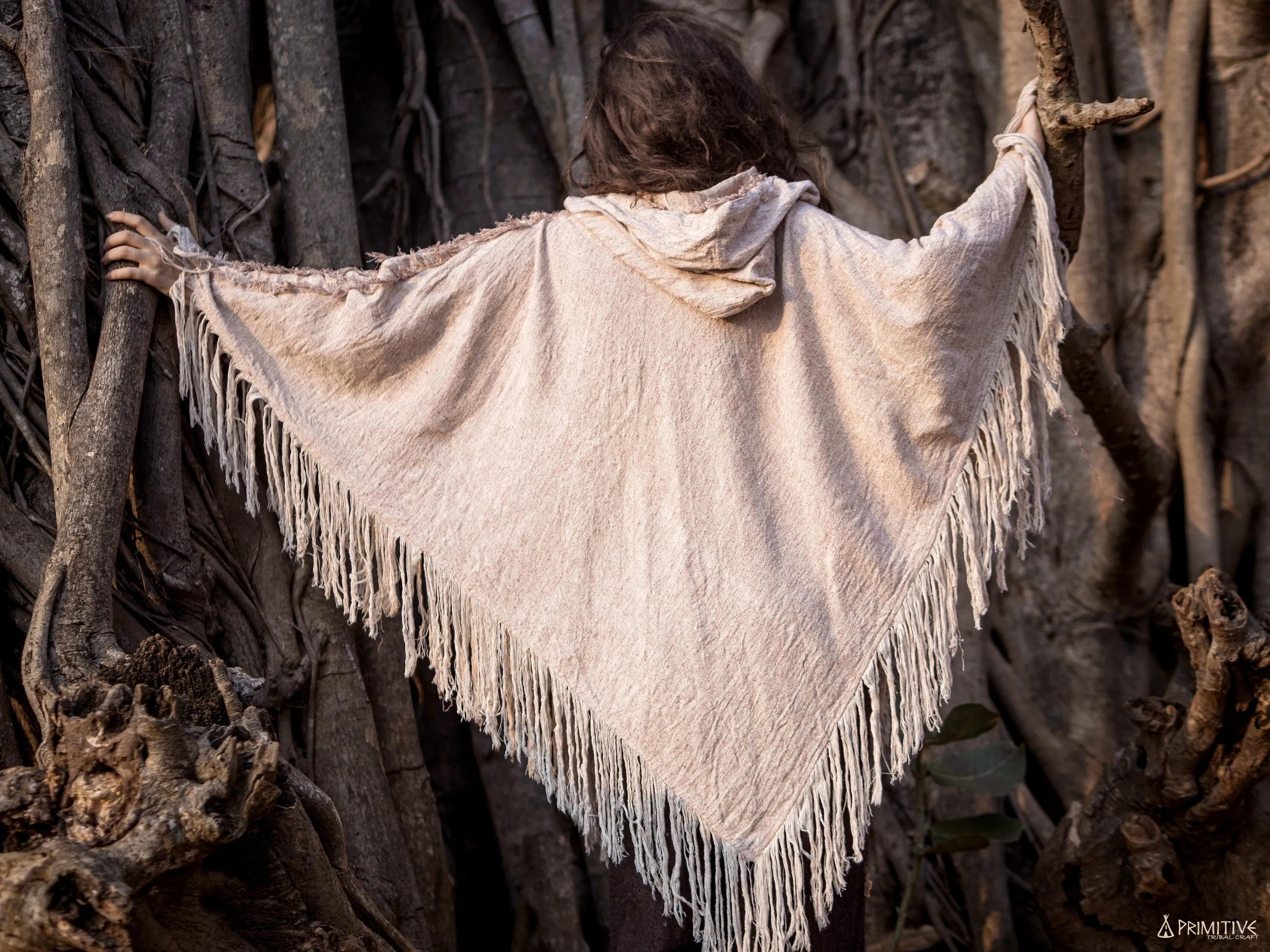 MOUNTAIN BIRD Poncho ⋙ Frayed Wild Raw Silk Poncho ⋘ Medicine Clothing