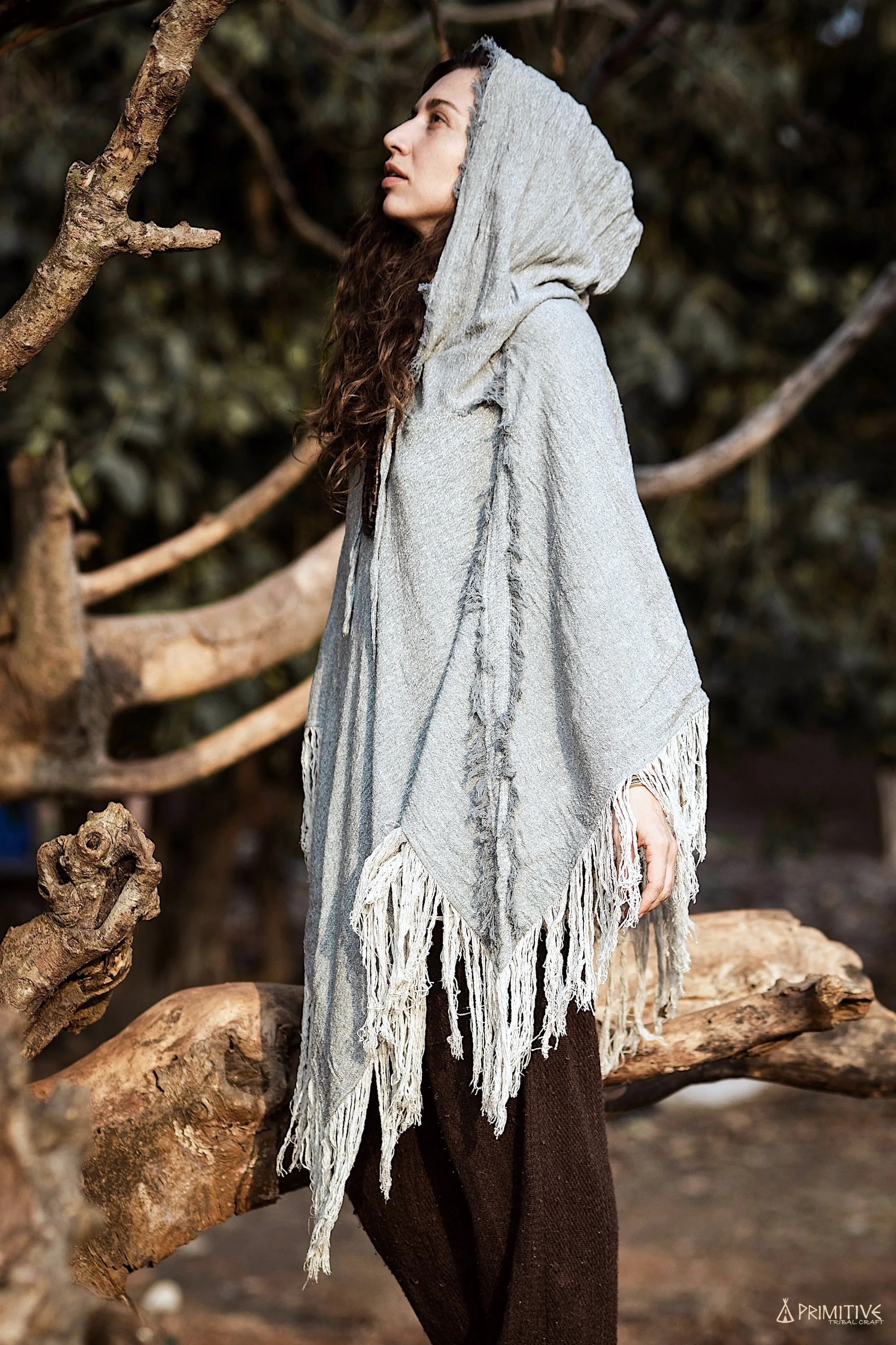 MOUNTAIN BIRD Poncho ⋙ Frayed Wild Raw Silk Poncho ⋘ Medicine Clothing