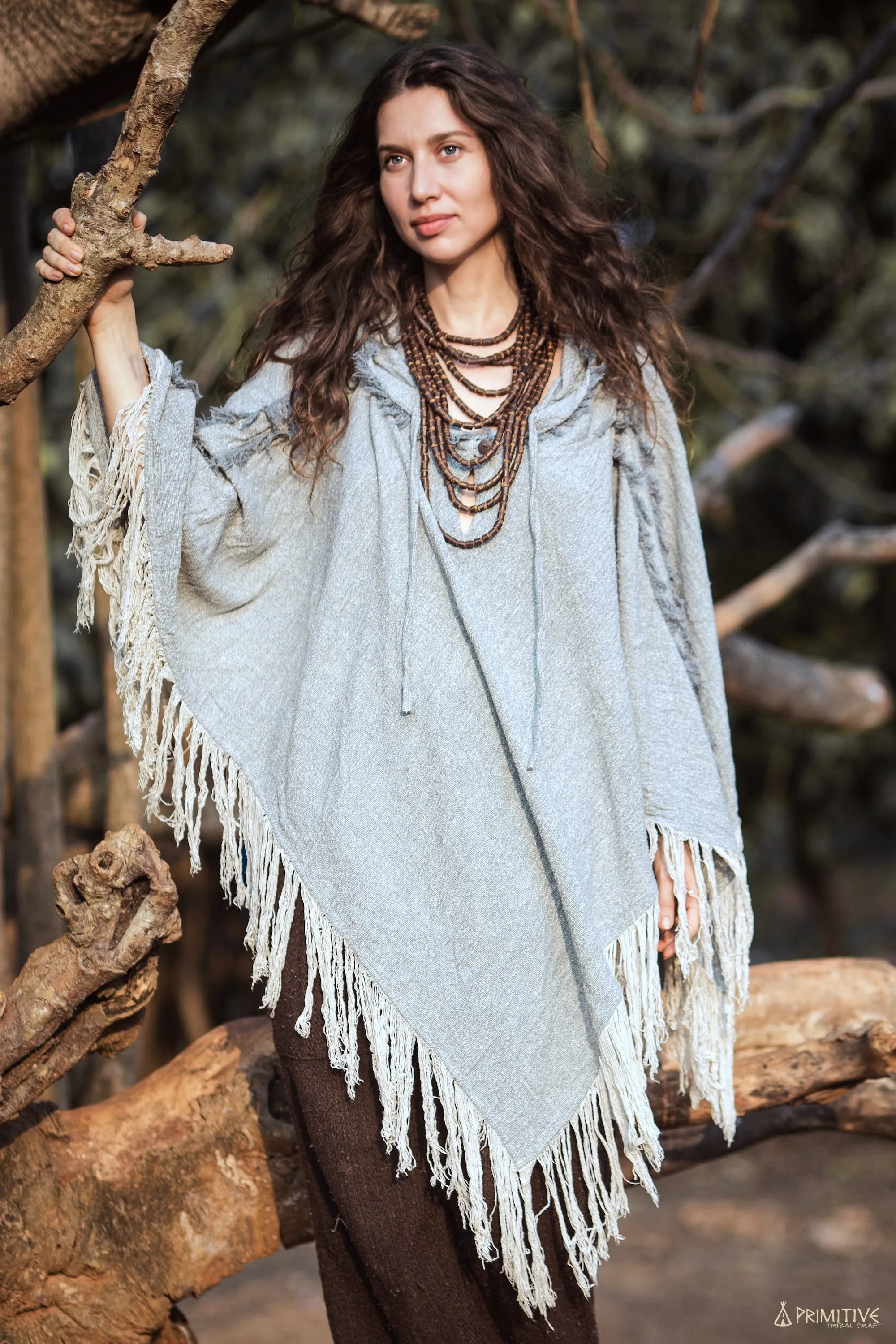 MOUNTAIN BIRD Poncho ⋙ Frayed Wild Raw Silk Poncho ⋘ Medicine Clothing