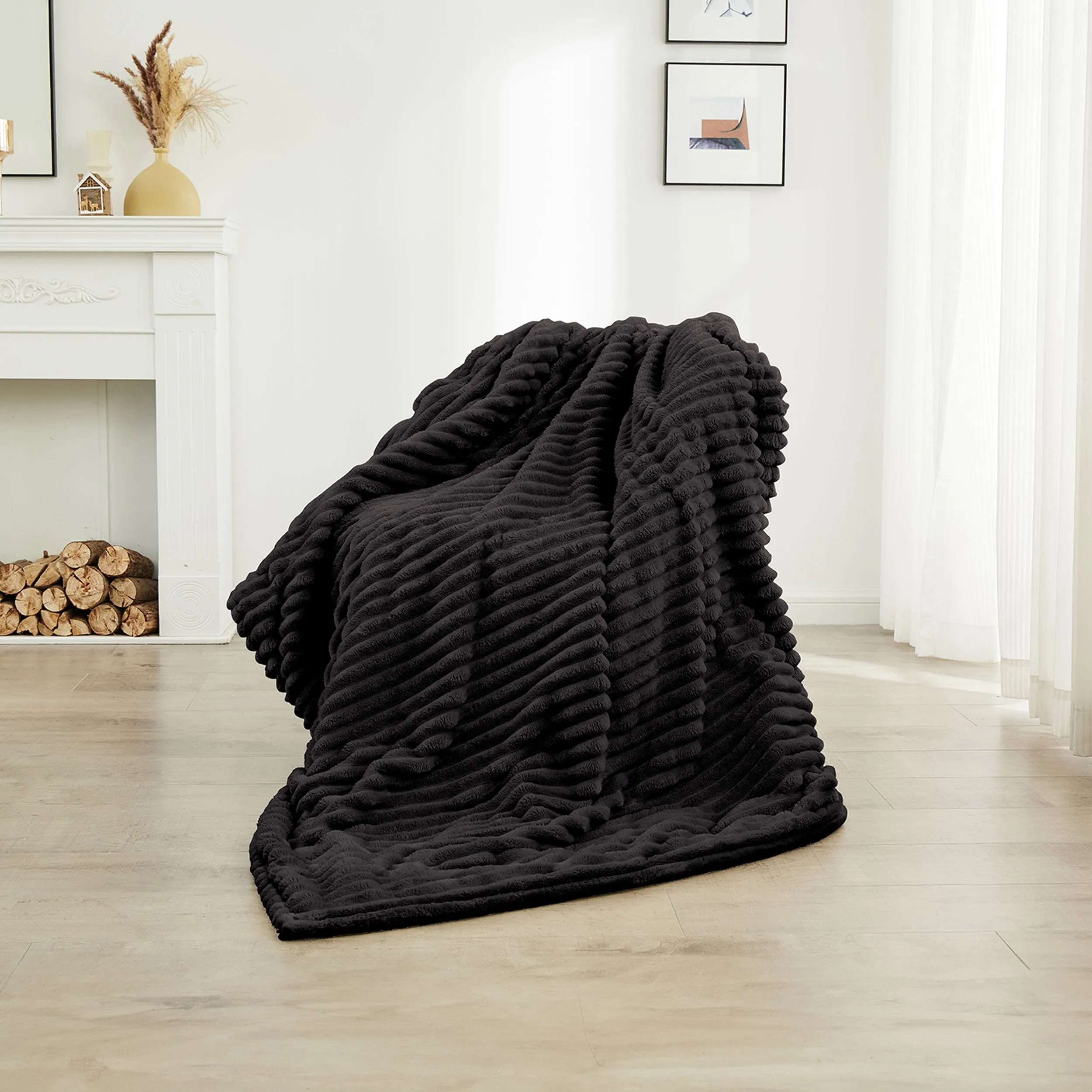 Neo Black Electric Blanket Heated Fleece Overblanket Throw