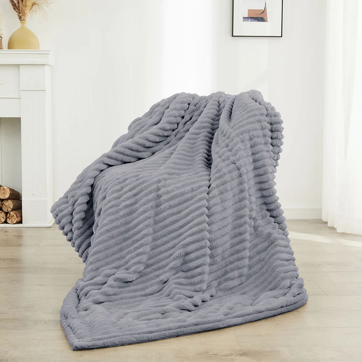 Neo Grey Electric Blanket Heated Fleece Overblanket Throw