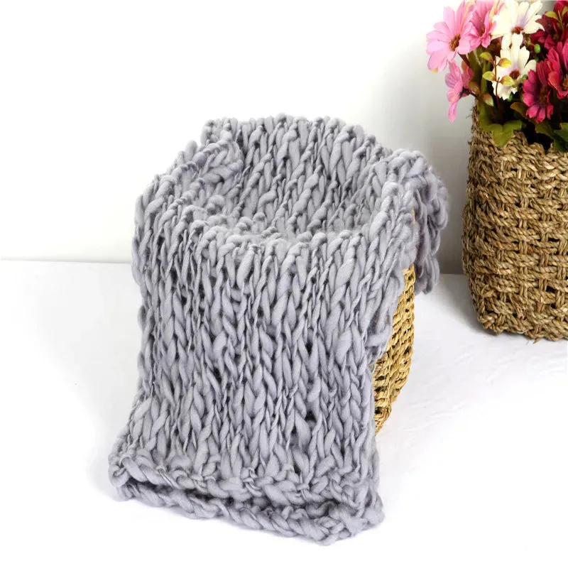 Newborn And Reborn Photography Props Wool Blanket Baby Accessories For Knitted Wrap Shooting Outfit Session