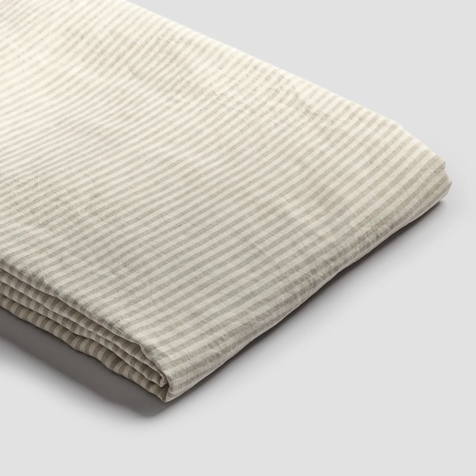 Oatmeal Stripe 100% Linen Fitted Sheet