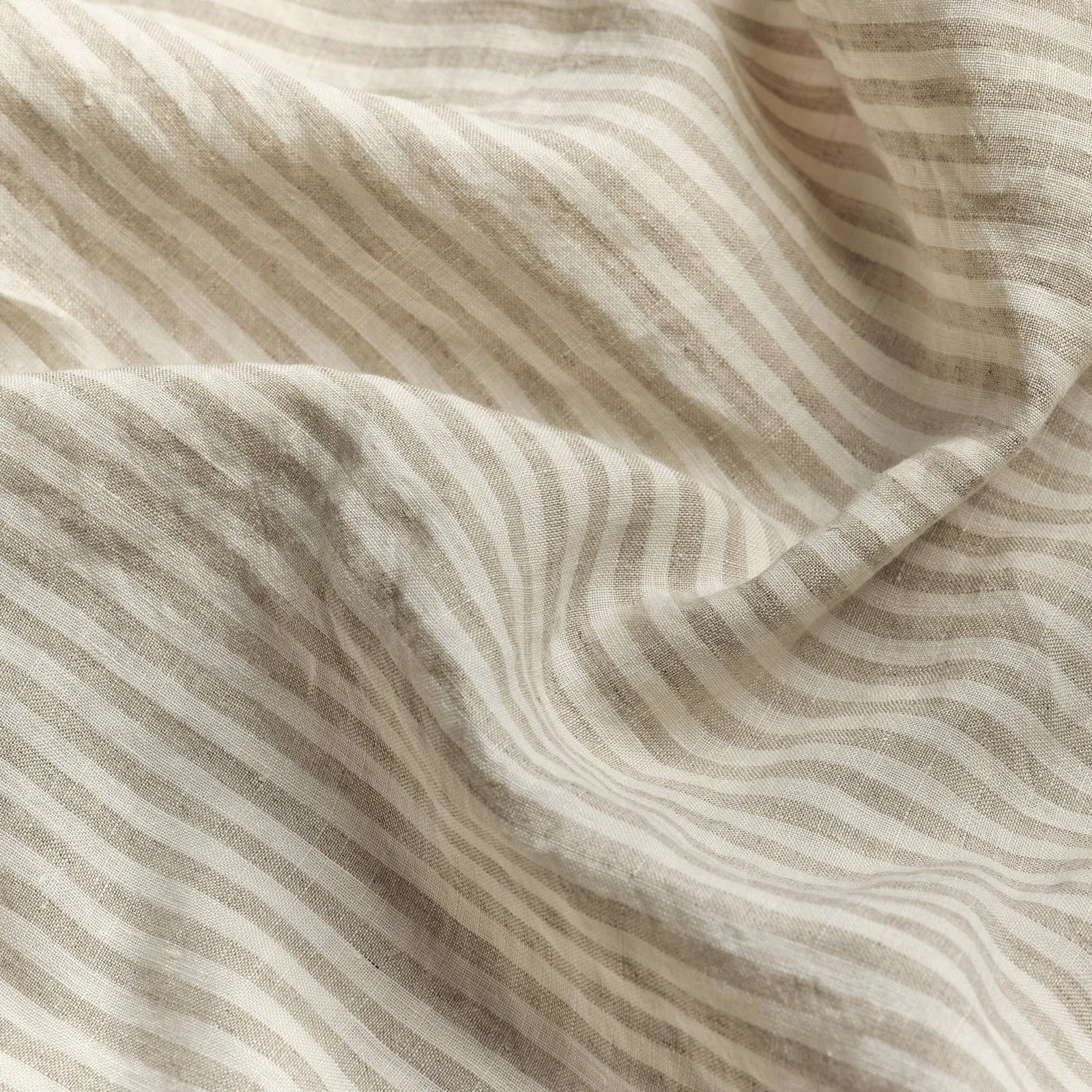 Oatmeal Stripe 100% Linen Flat Sheet