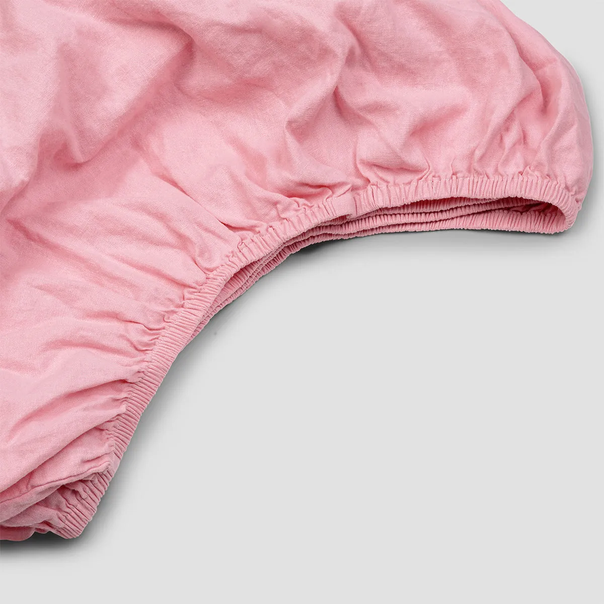 Pink Bloom Linen Blend Fitted Sheet